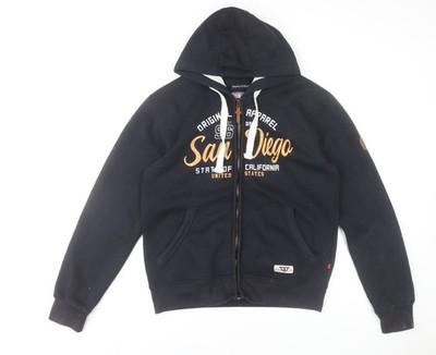 D555 Herren Navy Full Zip Hoodie M Logo Print San Diego Design