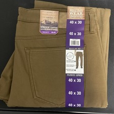 Weatherproof Vintage Men’s 40x30 Fleece Lined Pant Fleece Lining Stretch Canvas
