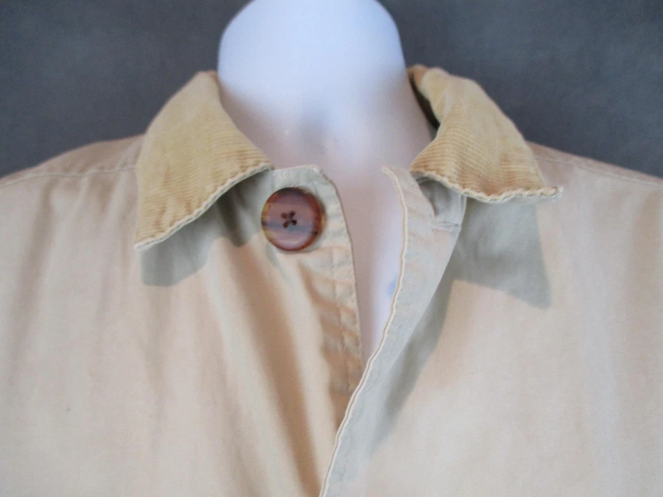 Chaqueta J Crew Para Hombre Pequeña Beige Granero Abrigo Pana Cuello Cuadros Franela Forrada Y2K Foto 2 de 4