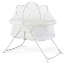 2 in 1 Baby Bassinet w/Rocking Motion,Foldable Bedside Sleeper w/Breathable Mesh