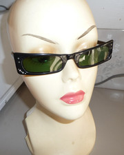 VINTAGE 1950'S CATEYE WOMEN'S SUNGLASSES GREEN LENSES MADE IN USA L K