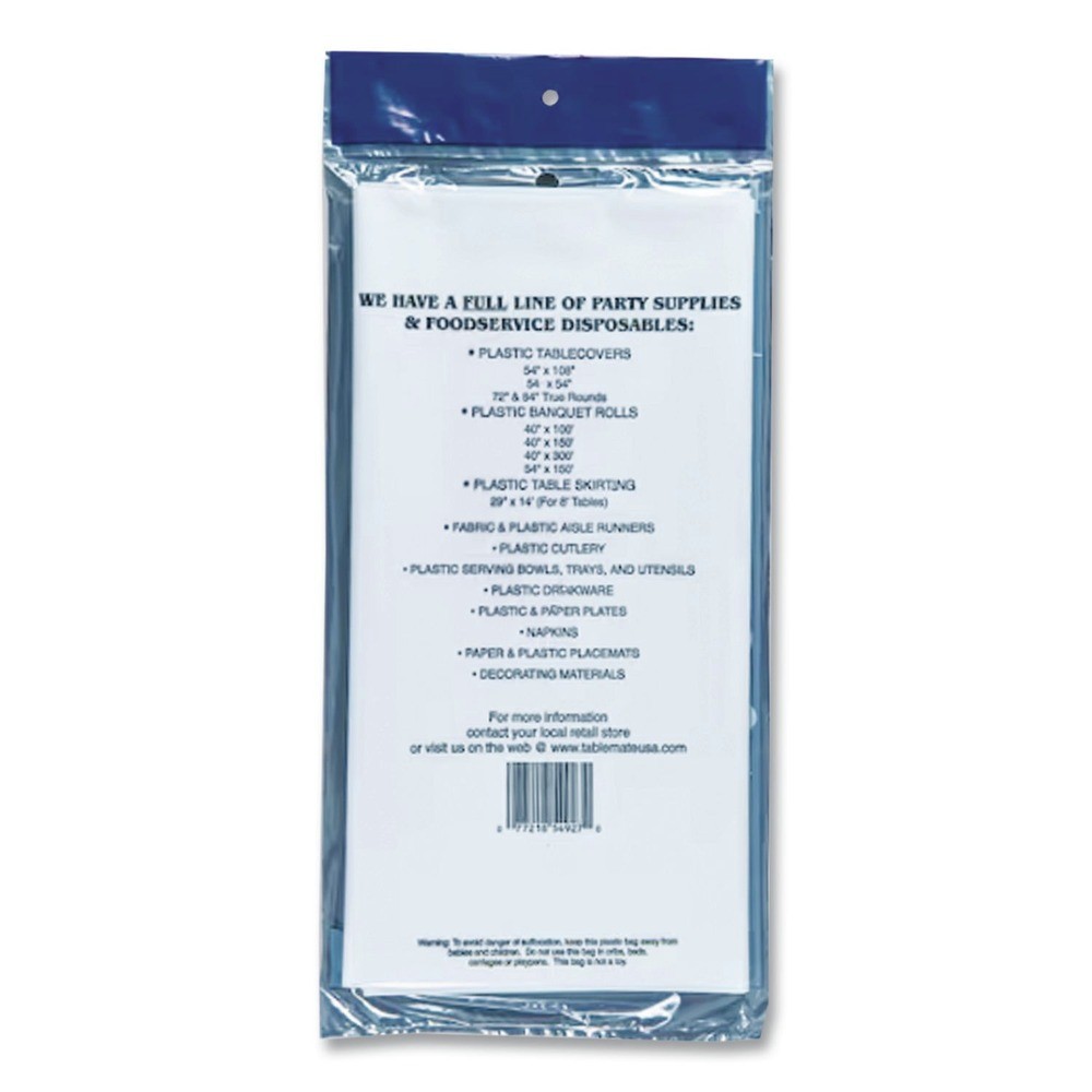 Tablemate 549WHCT Plastic 54 x 108 Table Set Rectangular Table Cover (24/CT) New