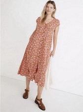Madewell Piazza Floral Button-Front Midi Dress Viscose Sleeveless Women’s Size S