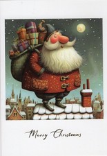 Grußkarte * Kunstlerkarte * Weihnachten * Weihnachtsmann auf dem Schornstein