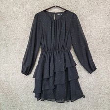 Simply Vera Vera Wang Dress Womens XS Black Rhinestone Ruffle Tiered Party Chic