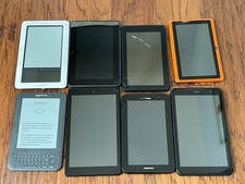 Lot of 8 Tablets eReaders Kindle Nook Samsung Amazon Fire Samsung Verizon AS-IS