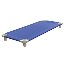  Premium Stackable Nap Cot (Stainless Steel Tubes) (Blue Cot - Grey Feet) (1 