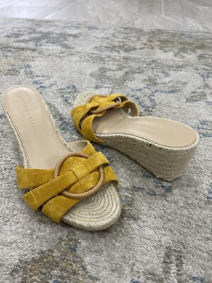 New Veronica Beard Ivy Saffron Suede Espadrille Wedge Sandals Size US 9M