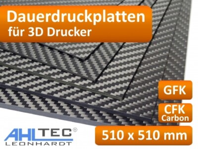 3D Drucker Dauerdruckplatte für 510 x 510mm - ABS PLA PETG HIPS Filament
