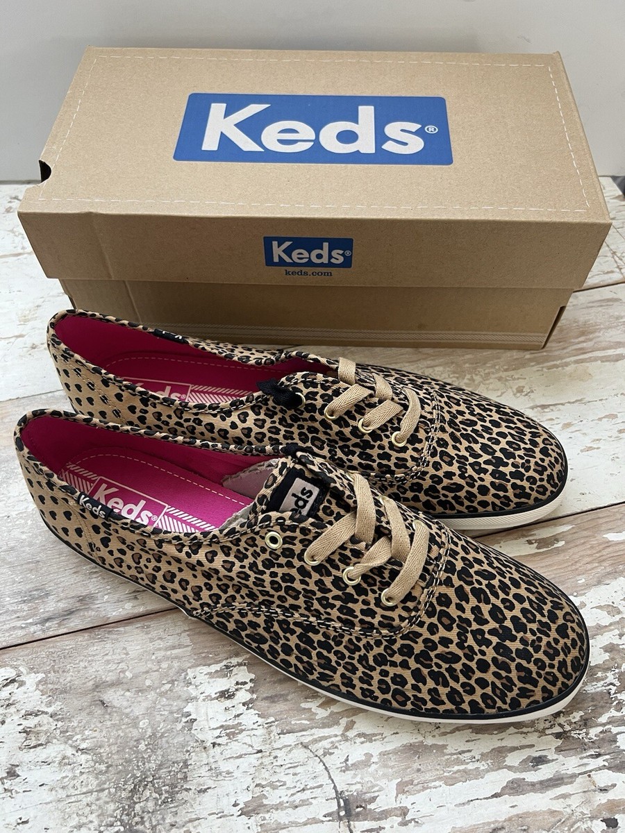 Keds Leopard/Cheetah Print Sneakers Women's SZ 10 M Brown Tie-Up