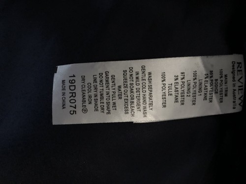 Review 8 Dress Fit Flare Navy Contrast Mesh Silver Print Collared Boat Neckline - Picture 15 of 16