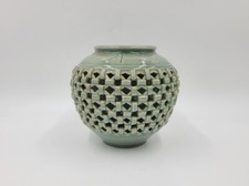 Great Vintage Korean Celadon Reticulated Doub...