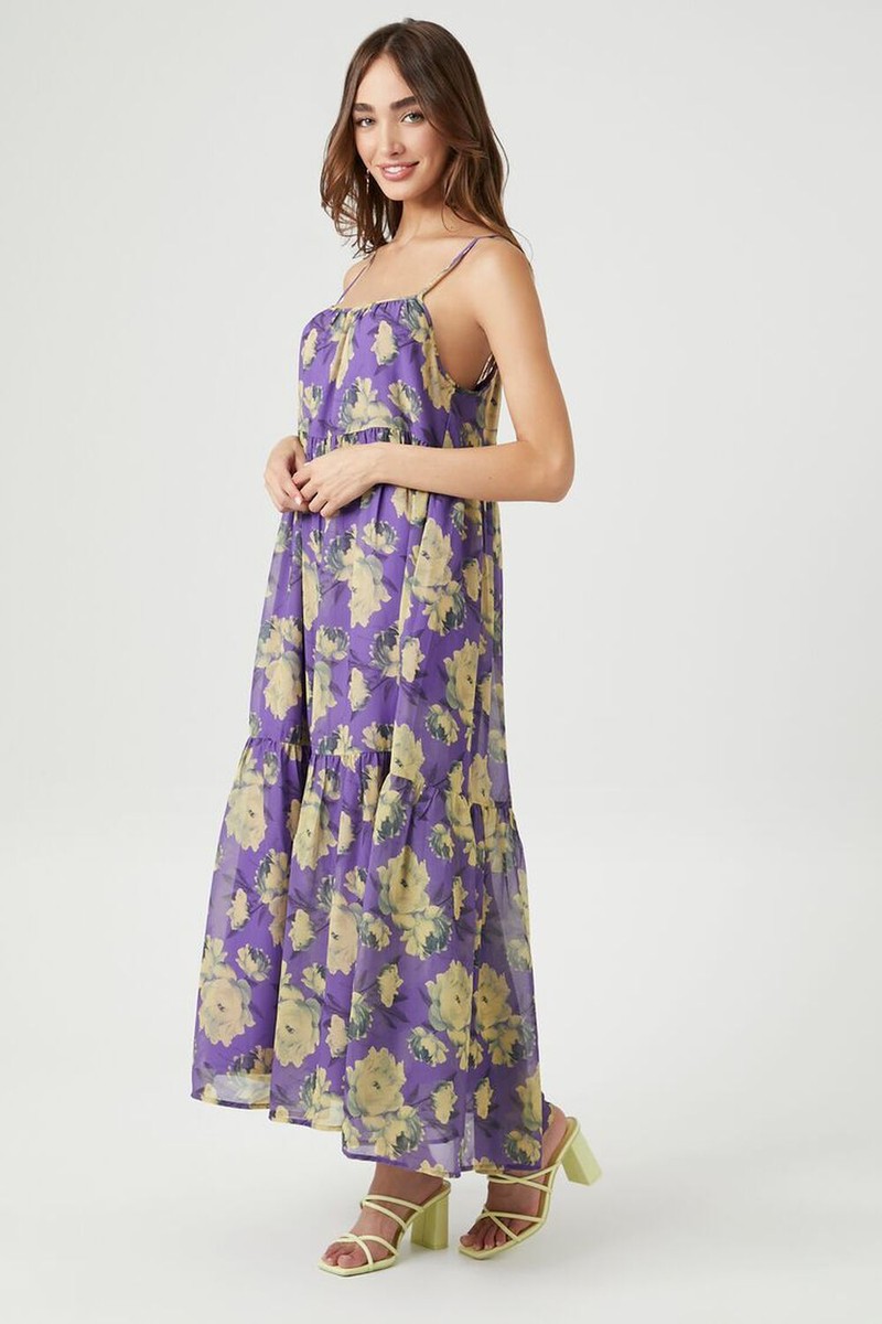 white christmas dresses Chiffon Floral Print Midi Dress main image 1