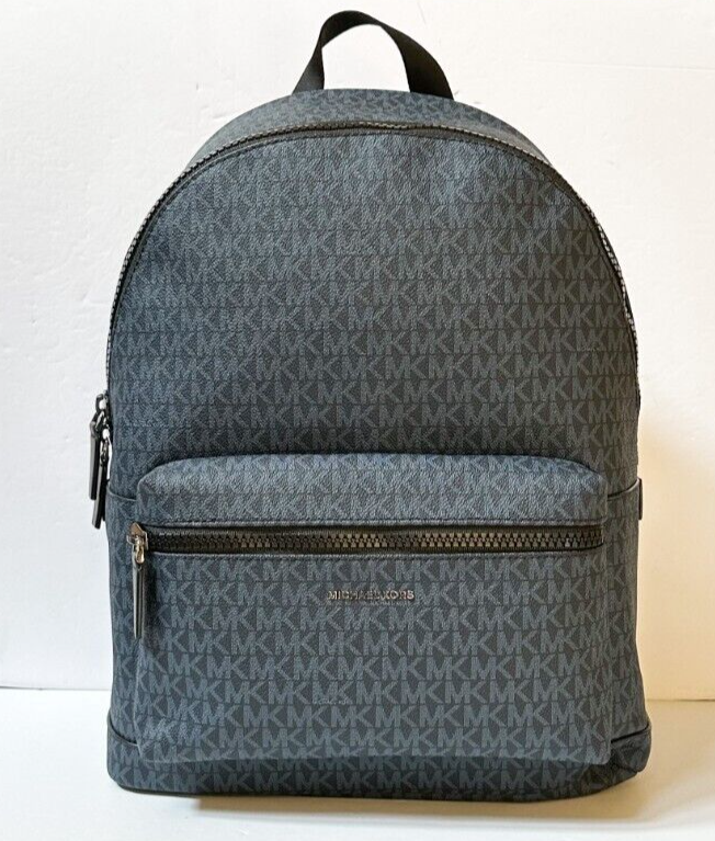 NWT Michael Kors Mens Cooper Logo Backpack Large (Black Signature / Red  Stripe)