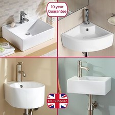 BATHROOM MODERN CLOAKROOM WALL HUNG / WALL MOUNTED CERAMIC CORNER TOP BASIN SINK