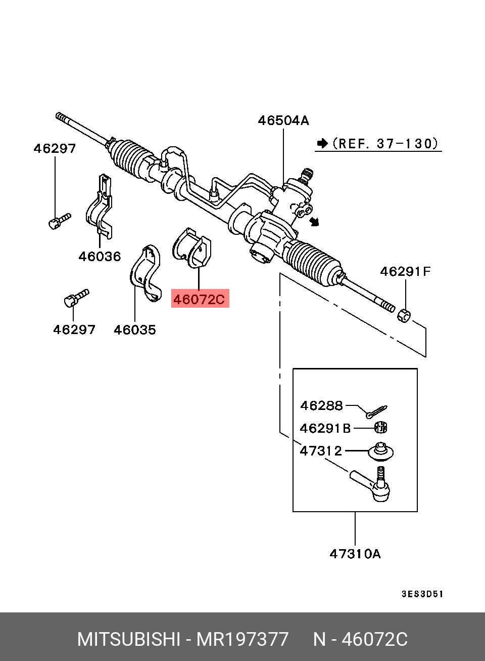 Genuine OE Bushing Steering Rack MR197377 For Mitsubishi MR19-7377 