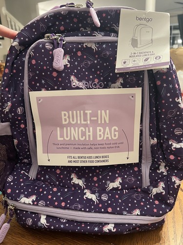 Bentgo Kinder 2 in 1 17 Zoll Rucksack & Isoliertasche Lunch-Tasche - Einhorn