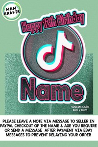 Tiktok App Inspired Personalised Phone Cake Card Topper Name Age Tik Tok O Ebay