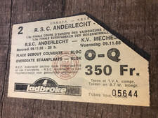 Ticket  )) RSC ANDERLECHT V KV MECHELEN - coupe europe c2 1988/89