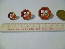 BOTTONE GIOIELLO FIORE ROSSO RESINA + STRASS ANNI 80 VINTAGE 3 MISURE VEDI MENU'