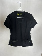 Urbane Ultimate Black Scrub Shirt sz XSM 17.5" waist 25.5 length