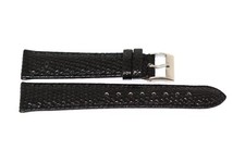 Genuine Lizard Black Silver Buckle Watch Band Strap Handmade In Italy