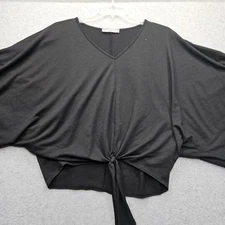 Pixi & Ivy Women's Small Black V-Neck Boho Blouse