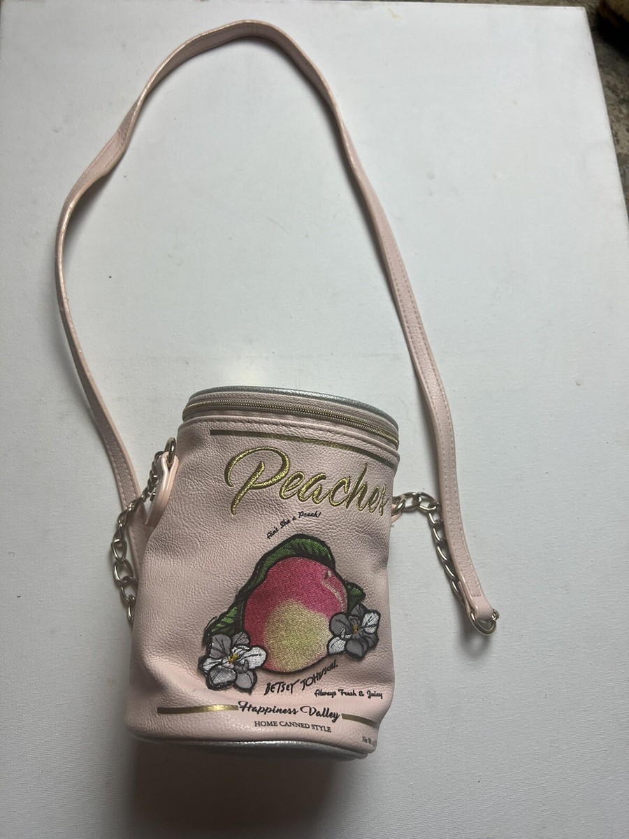 Rare Betsey Johnson Peach Can Crossbody Bag Preowned Purse Tote