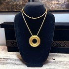 Vintage Monet 1970 Long Gp Rope Chain Circle Pendant Runway
