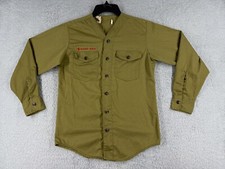 VINTAGE Boy Scouts of America Shirt Adult Small Green Long Sleeve Button Up READ