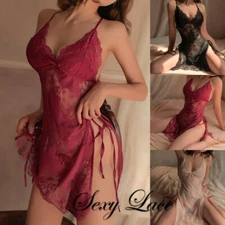 Womens Sexy Lingerie Sleepwear Babydoll Underwear Lace Dress G-String Nightwear