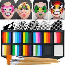 Bowitzki Pro Split Cakes Face Paint for Christmas Gift Face Painting Boards Kit