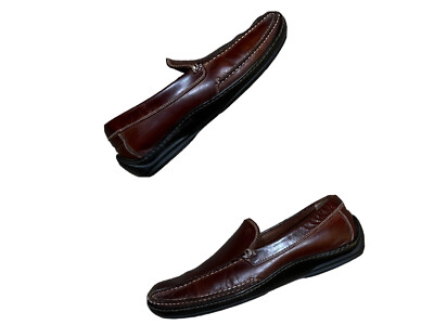 Donald Pliner Brown Leather Casual Slip On Driving Loafers  display picture 3