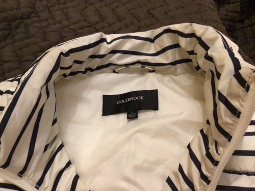 Colebrook Striped Puffer Vest Sz S Black / Off white /Cream Color - Picture 3 of 6
