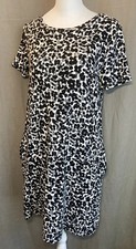 ELLEN TRACY SHORT SLEEVE Pima Cotton ANIMAL PRINT POCKETS DRESS Size Small
