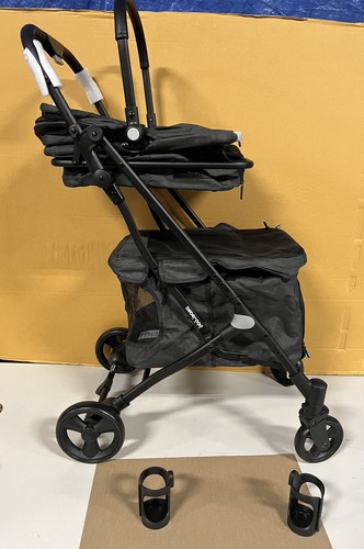 T1 Doppel-Haustierkinderwagen für 2 kleine Hunde oder Katzen leicht & abnehmbar schwarz - Bild 6 von 6
