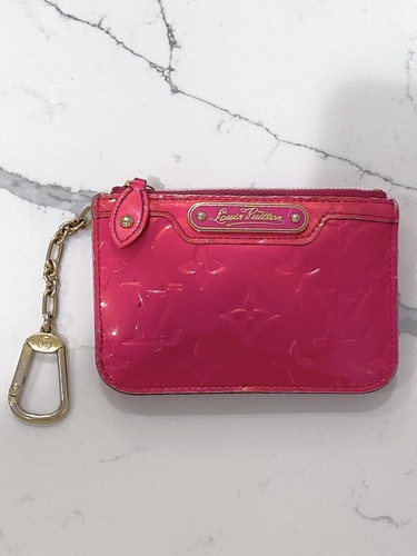 Authentic Louis Vuitton Rose Pop Hot Pink LV Monogram Cles Case Keychain Wallet