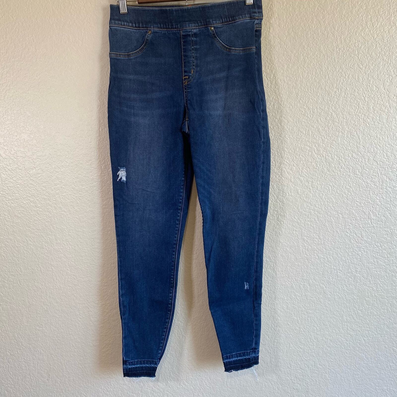 Spanx pull-on High Rise Raw Hem light distressed Blue Jean