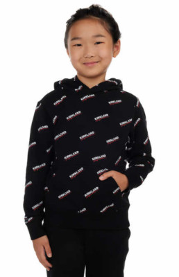 Kirkland Signature Youth Logo Hoodie Black Costco Unisex Kangaroo Pocket Medium