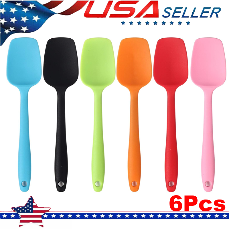 6Pcs Small Rubber Spatula Heat Resistant Non-Stick Spoonula Flexible Scrapers
