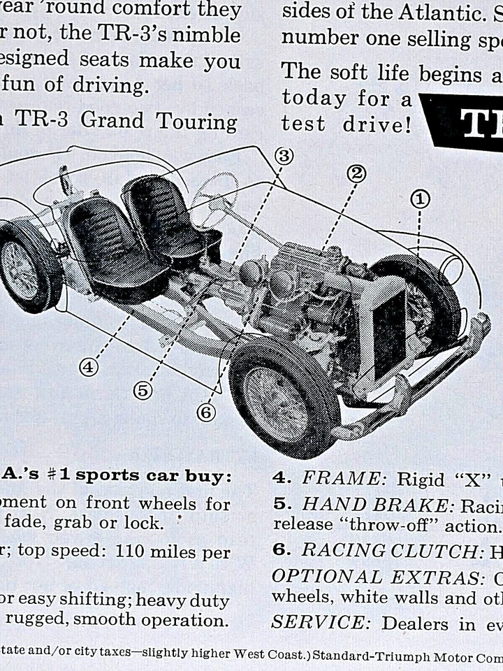 1959 Triumph TR3 Vintage Las Vegas-Hard Top Soft Life Original Print Ad 8.5 x 11 - Image 3 of 3