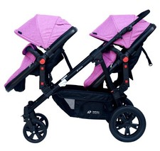 PASSEGGINO DOPPIO/GEMELLARE 2in1 NERO E ROSA PER DUE BAMBINI FRATELLI STROLLER