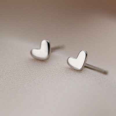 925 Sterling Silber kleine Herz Ohrstecker, minimalistische Herz Ohrstecker