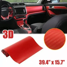 3D Carbon Fiber Red Car Sticker Vinyl Decal Interior Trims Decor Car Accessories