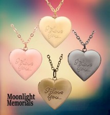 New I Love You Heart Embossed Photo Locket Necklace