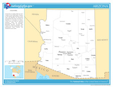 Arizona State Counties w/Cities Laminated Wall Map