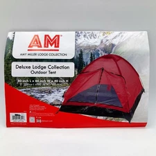 Deluxe 2 Person Outdoor Dome Tent w/Storage Bag Red Amy Miller Lodge Collection