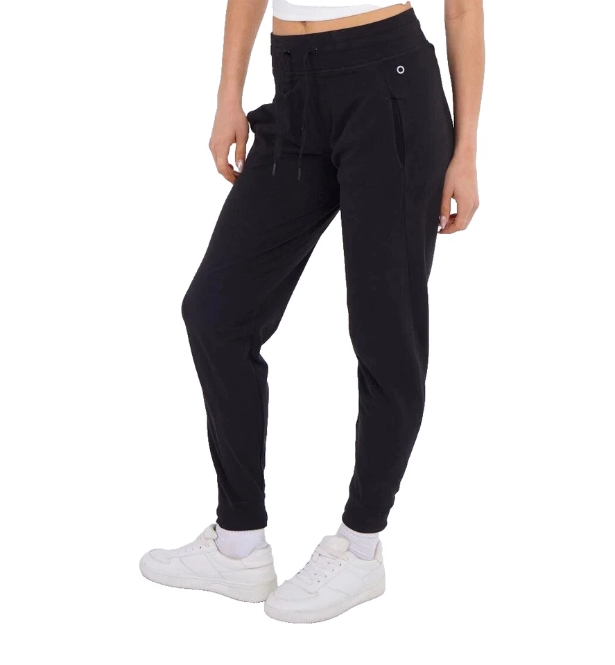 M&S Jogger High Rise Cotton Cuffed Bottom Yoga Gym Tapered Leg Pants Trouser - Image 3 of 4