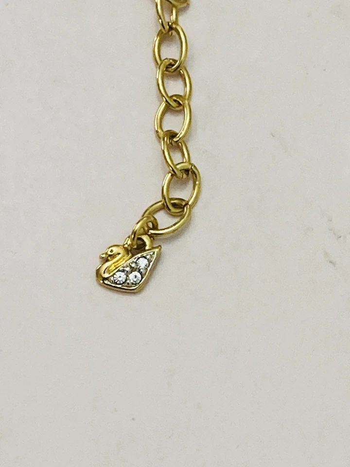 Swarovski Heart Shaped Pendant NecklaceGold Tone  Swan  Logo Pave Crystal - Image 4 of 4