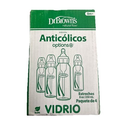 Dr Brown s Anti-Colic Glass Baby Bottles Narrow 8oz 250ml 4 Pack
